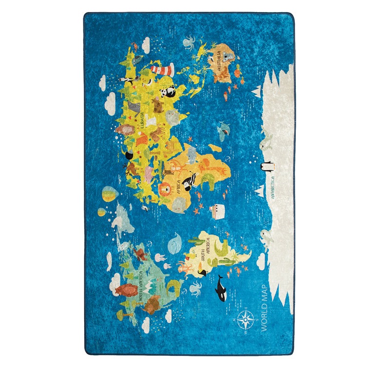 Zoomie Kids Rowles Performance Blue/Yellow Rug Wayfair